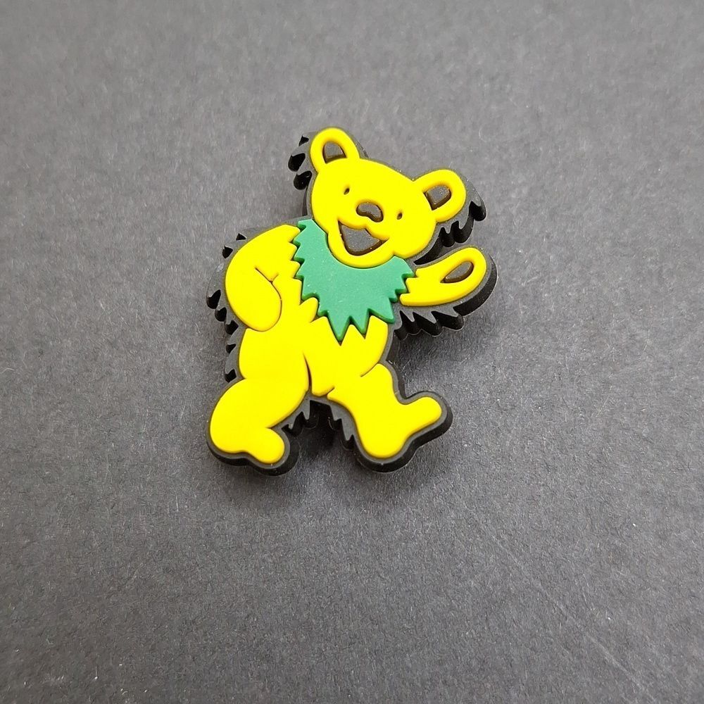 Yellow grateful dead bear shoe charm croc pin clog accessory